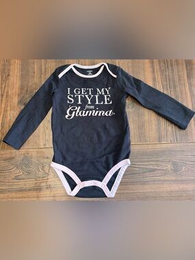 Carter's Black Long-Sleeve One-Piece with Light Pink Trim